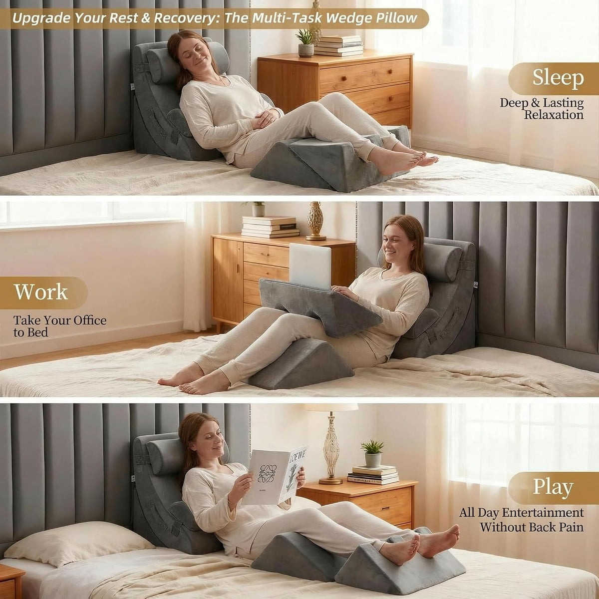 Axelrod Orthopedic Bed Wedge Pillow Set, Post Surgery Foam for Back, Neck and Leg Pain Relief Comfortable & Adjustable Ortho Pillows- Anti Snoring, Heartburn, Acid Reflux & GERD Sleeping Navy