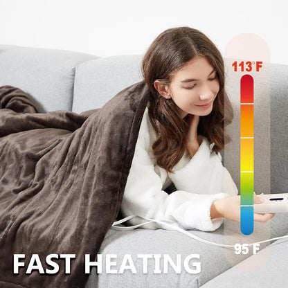 Tefici Heated Blanket Throw,Ultra Soft 2-Layer Flannel Electric Blanket