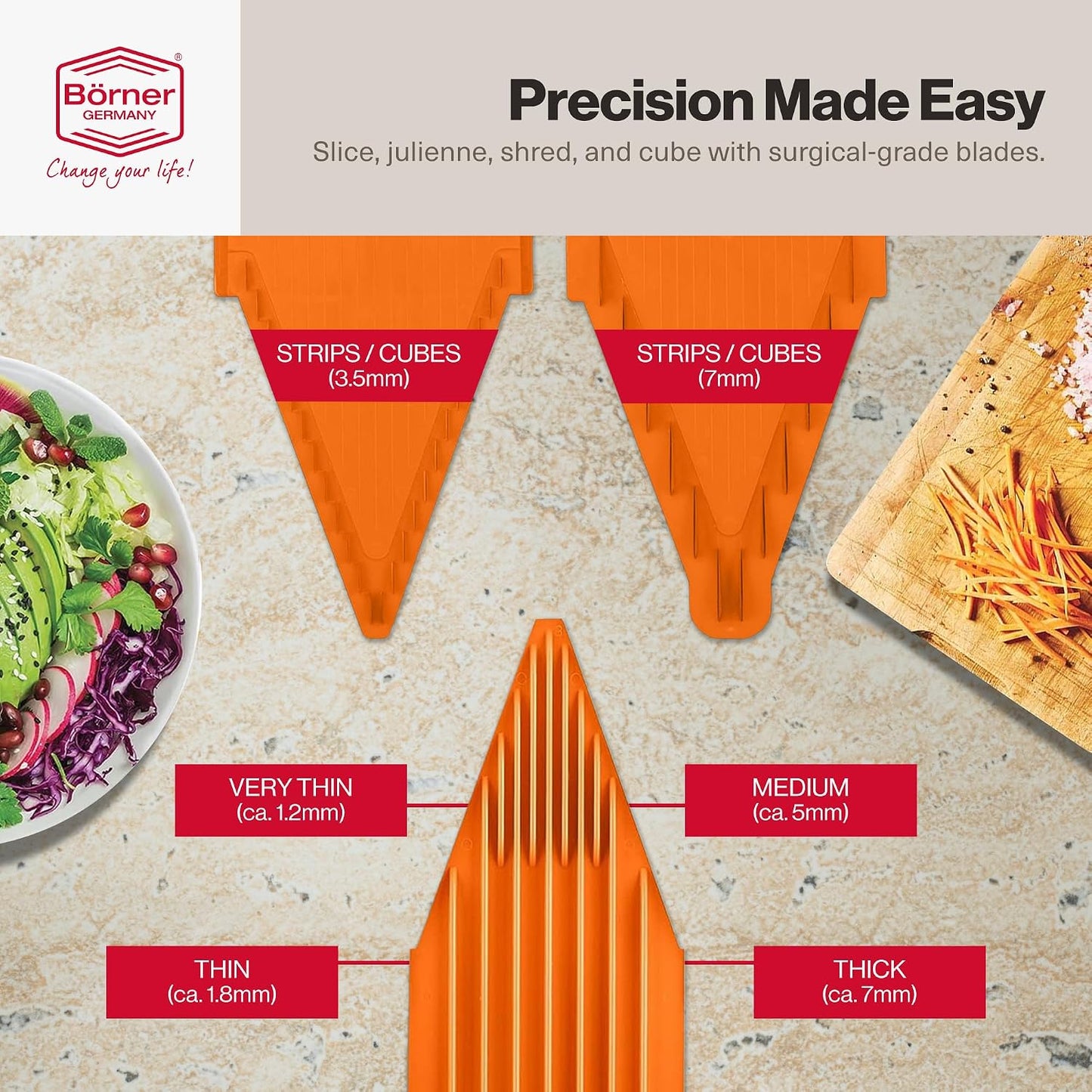 Swissmar Borner V-1001 V-Slicer Plus Mandoline 5 Piece Set (Orange)