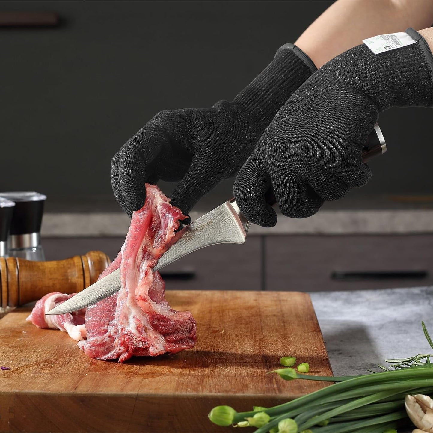 Schwer 2 Pairs ANSI A7 Cut Resistant Gloves, Mandoline Glove for Kitchen, Breathable & Comfortable, Food Grade Cutting Gloves for Meat Cutting, Fish Processing, Carving, and Shelling, PR1509, M