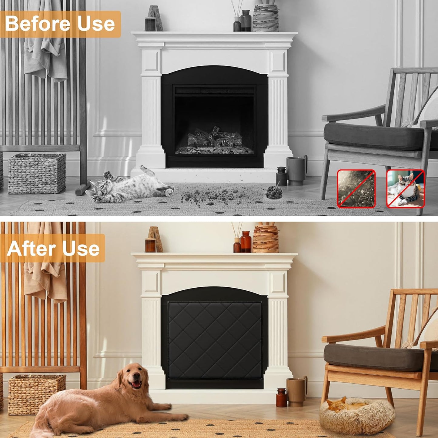 MyLifeUNIT Magnetic Fireplace Cover, 36" x 30" Fireplace Draft Stopper | Strong magnetic seal, durable oxford fabric, Blocks drafts & heat loss, year-round energy saving