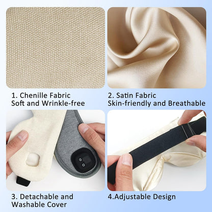 Heated Eye Mask for Dry Eyes, Cordless Warm Eye Compress, 4 Heat Levels, 4-Level Timing, 1000mAh Rechargeable, Blepharitis, Styes, Washable Cover, Travel, Gifts for Family(Black)