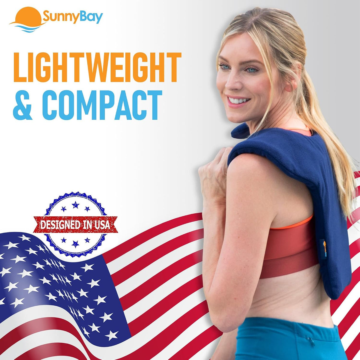 SunnyBay Weighted Heating Pad, Shoulder and Upper Back Wrap, Large, Navy