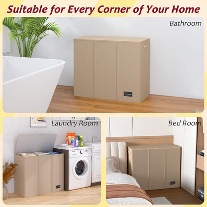 195L Laundry Hamper 3 Section,Large Laundry Hamper with Lid,Dirty Clothes Hamper with 3 Inner Bags,Collapsible Laundry Basket Organizer for Laundry Room,Bedroom,Laundry Sorter Hamper 3 Compartment