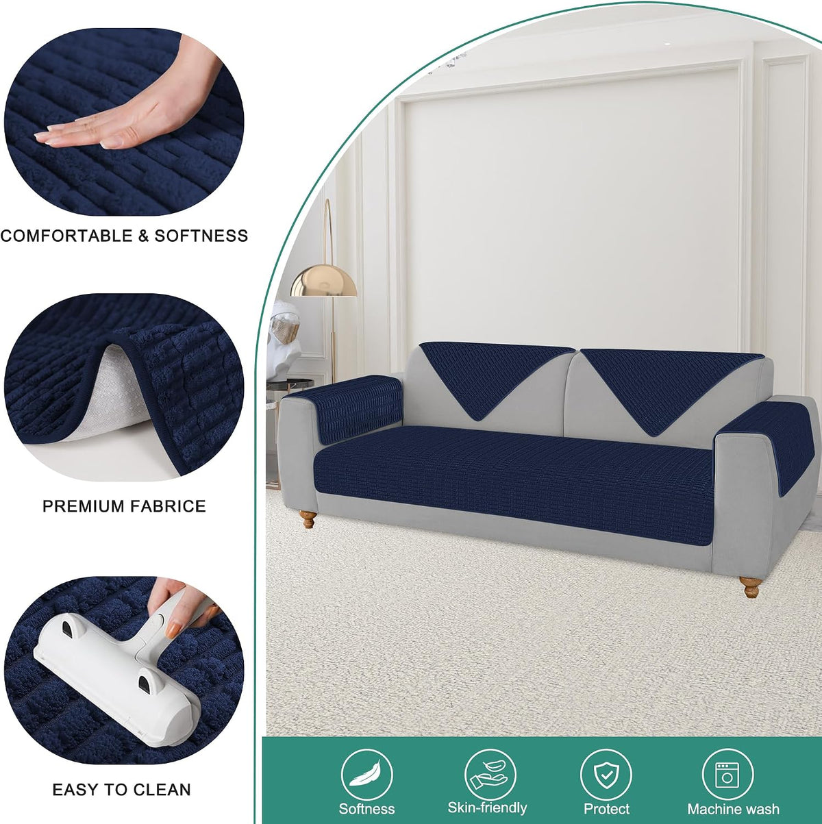 Foxdecor Couch Arm Covers for Sofa Arm Chair Covers Set of 2