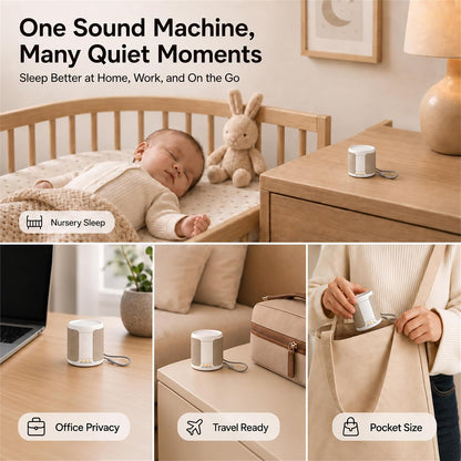 Portable White Noise Machine, 30 Sounds, USB-C, 12H Battery, Mini Travel