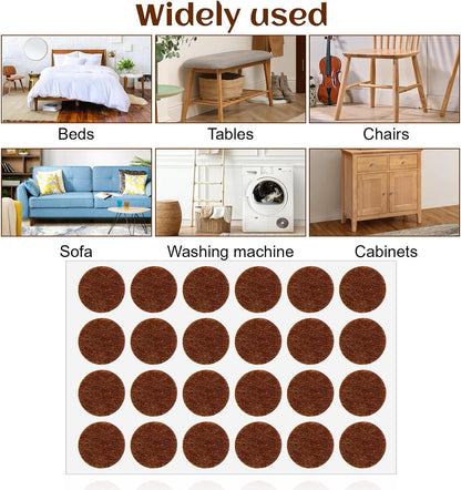 120 PCS Felt Pads for Cabinet Doors, Felt Furniture Pads 1/2 Inch Round Chairs, Self-Adhesive to Protect Surfaces (Brown, 0.87 inch)