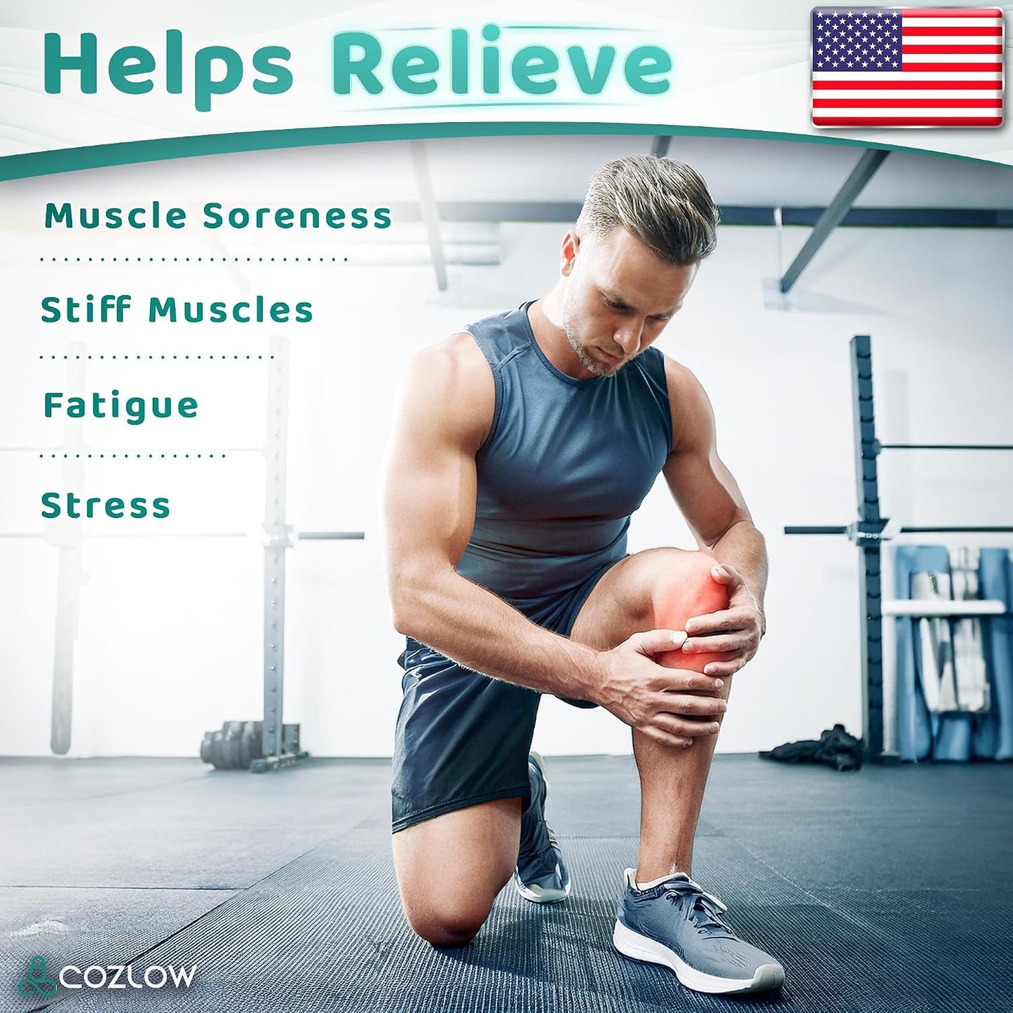 Muscle Roller Stick - Green - Hand Held Body Massager with 9 Rollers & Non-Slip Handles - Deep Tissue Massage & Maximum Muscle Recovery - Leg, Back, Arm, Thigh, Butt Sculpting Tool - by Cozlow