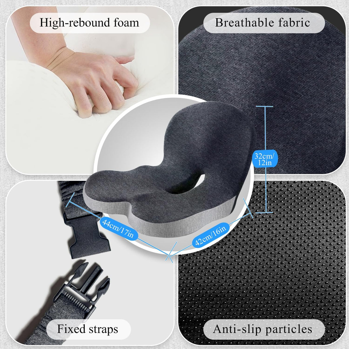 Seat Cushion with Lumbar Support Pillow, Back and Seat Cushion for Office