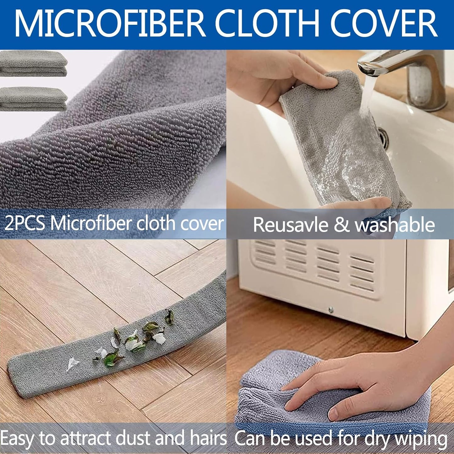 Retractable Gap Dust Cleaner with Extension Pole, Cleaning Tools with 2 Microfiber Dusting Cloths, Washable Extendable Long Handle Gap Dusters for Sofa Bed Furniture Bottom (2pcs Duster Cloths)