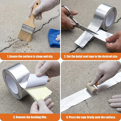 Butyl Waterproof Tape with Foil Backing, 2 Inch x16 Feet, Silver | Incredibly Sticky, Puncture-proof, Weather-resistant, for Metal, Plastic, Roofing Materials