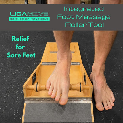 Adjustable Wooden Slant Board - Calf Stretcher - Foot Roller & Toe Stretcher