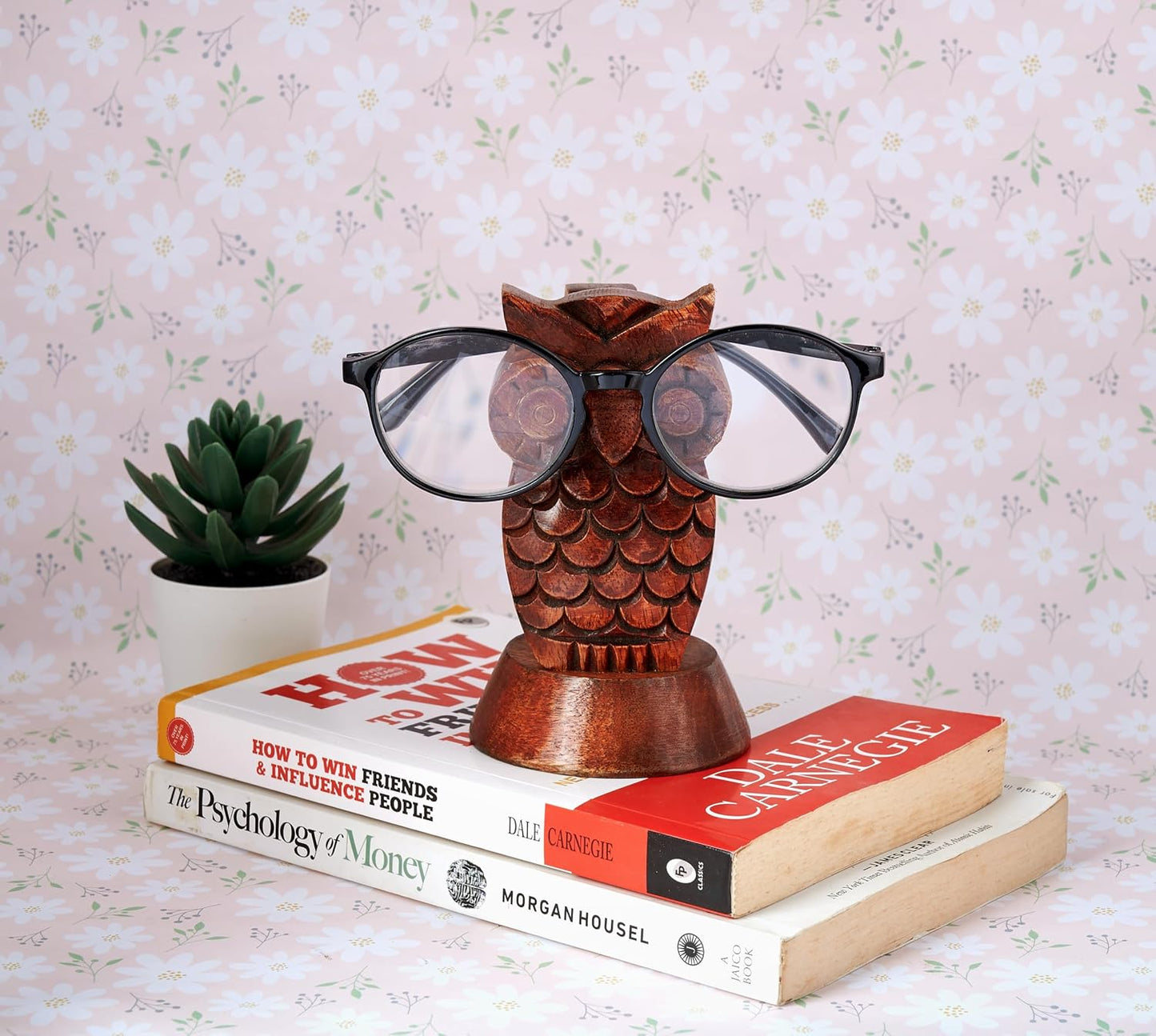Birthday Gifts for Women Wooden Owl Glasses Holder Night Stand Reading Eyeglass Spectacle Retainer Gifts for Adults Women Men Him Her Mom Dad Car