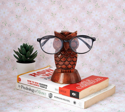 Birthday Gifts for Women Wooden Owl Glasses Holder Night Stand Reading Eyeglass Spectacle Retainer Gifts for Adults Women Men Him Her Mom Dad Car