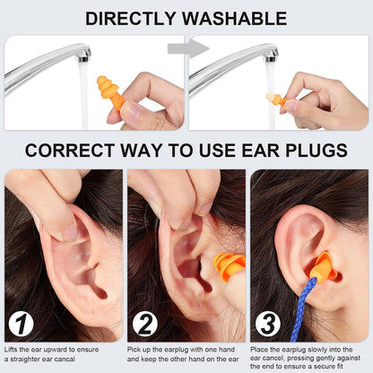 Tondiamo 200 Pairs Ear Plug Bulk with Cord Reusable Silicone, Fresh