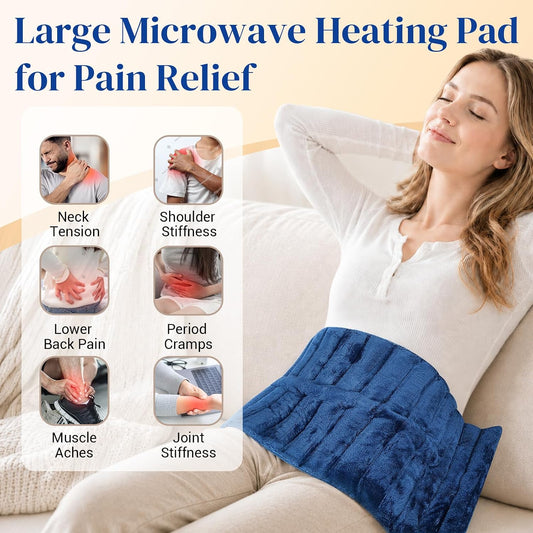 Comfytemp Large Microwavable Moist Heating Pad for Back and Body, 12" x 22" | FSA Eligible HSA, Weighted Hot Pack for Back Pain, Period Cramps, Full Body Warm Compress for Men, Women and Seniors at Home