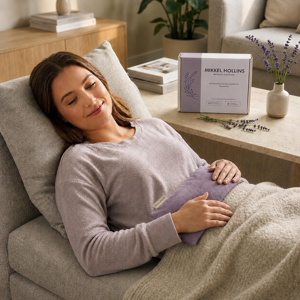 Microwavable Heating Pad with Lavender & Flaxseed, Hot & Cold Therapy, Heat Pad for Back, Neck, Shoulder, Knee, Leg & Menstrual Cramp Relief, Washable Cover, Mini Lavender Bag Gift, One Size Fits All