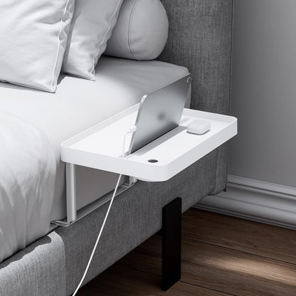 KIWIFOTOS Raised Bedside Shelf for Bed Tray Table Under Mattress | for Box Spring Plate Platform Bed Nightstand Shelf Bedside Caddy College Dorm Room raised bedside table holds up to 6.6 lbs