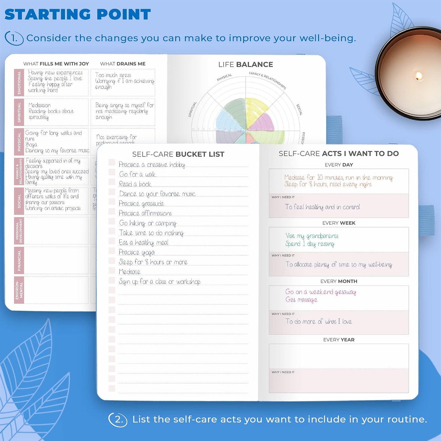 Clever Fox Self-Care Journal for Women, Daily Planner 5.8x8.3 Aquamarine | 3-month mental health journal, habit tracker, wellness journaling supplies for women & teen girls, gratitude & mood log