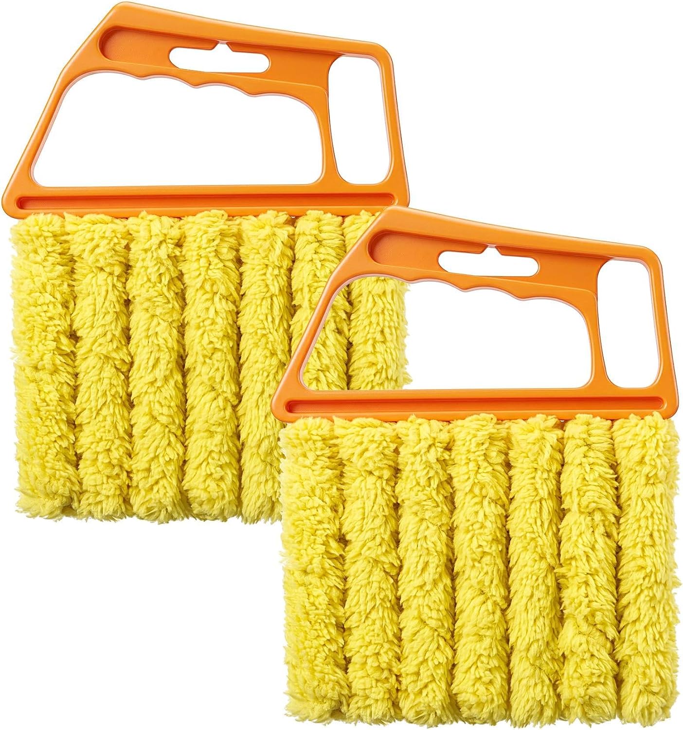 2 Pcs Blind Duster for Wood Blinds, 7 Finger Blind Cleaner Duster Tool | Microfiber & Washable for Easy Dusting (Orange)