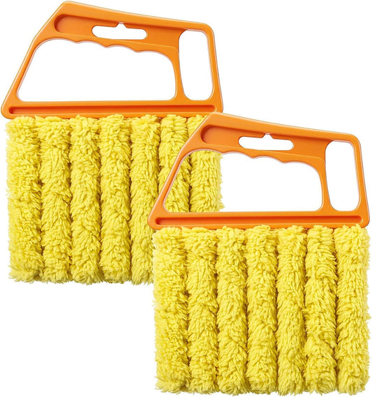 2 Pcs Blind Duster for Wood Blinds, 7 Finger Blind Cleaner Duster Tool | Microfiber & Washable for Easy Dusting (Orange)