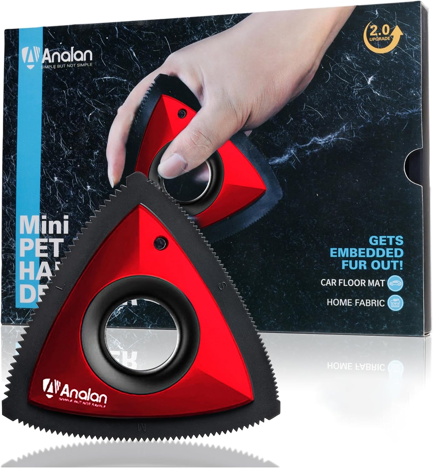Mini Pet Hair Remover for Car Detailing Dog Hair Tool Brush(Black) | Deep Cleaning, Reusable Rubber, Gentle on Fabrics, Triangle Design For Car Interiors, Couch, Rugs, Carpet, Mats & Furniture