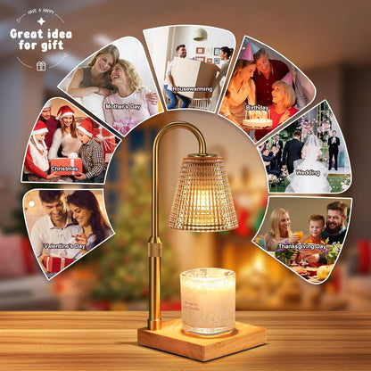 Hong-in Candle Warmer Lamp with Timer, House Warming Gifts New Home Decor | Dimmable & Adjustable Height, Electric Wax Warmer for Scented Wax Jar Candles,Gifts for Women Mom Sister