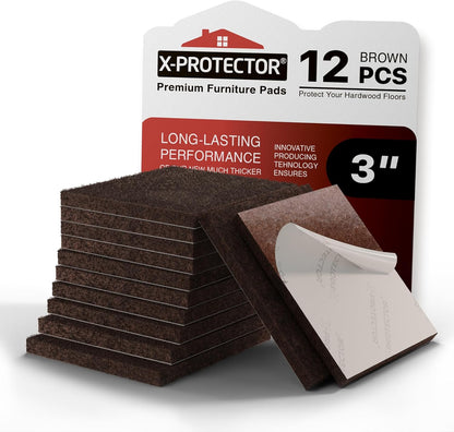 X-Protector Felt Furniture Pads - 20 PCS 6 x 1/2" - Premium Felt Strips | with Adhesive Backing - Rectangular Furniture Pads for Hardwood Floors - Cut Furniture Felt Pads to Size You Need! (Beige)