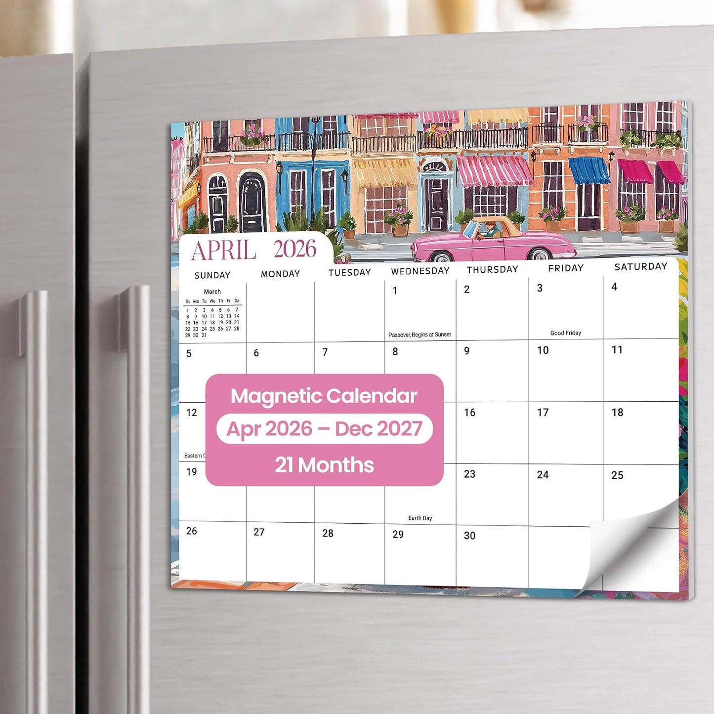 2026-2027 Magnetic Calendar for Refrigerator, Apr 2026-Dec 2027 | 21-Month Fridge Calendar 2026-2027 for Home Planning, Scheduling and Easy Organization, Greenery