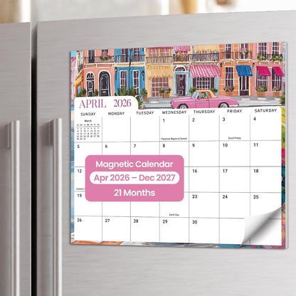 2026-2027 Magnetic Calendar for Refrigerator, Apr 2026-Dec 2027 | 21-Month Fridge Calendar 2026-2027 for Home Planning, Scheduling and Easy Organization, Greenery