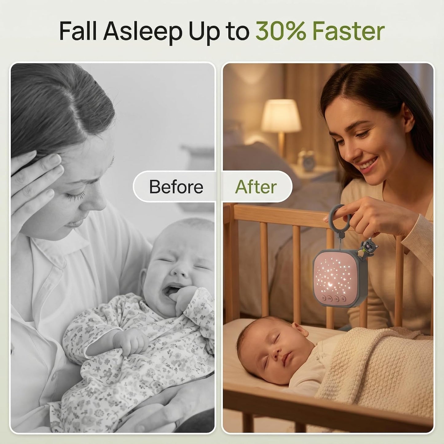 White Noise Sound Machine Baby with Star Projector | Portable Sleep Aid Lullaby Music for Baby Sleeping | Soothing Sound Machine for Nursery, Car Travel, Bedroom Crib, Kids Gifts (Puppy)