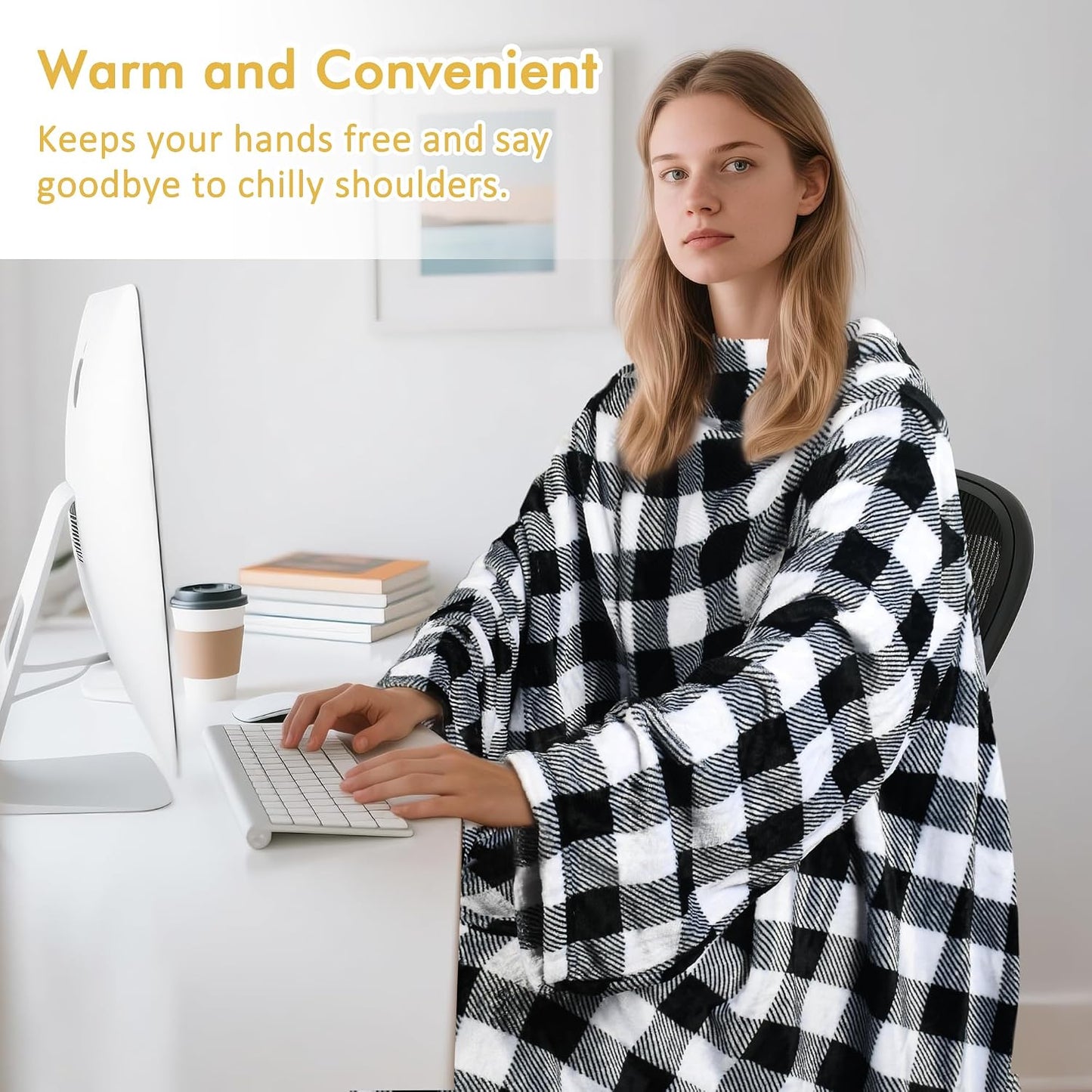 Catalonia Wearable Blanket with Sleeves & Foot Pocket for Adults | Soft Fleece Throw Wrap with Hands-Free Comfort, Perfect for Reading, TV Time & Relaxing, Christmas Gift for Women & Men