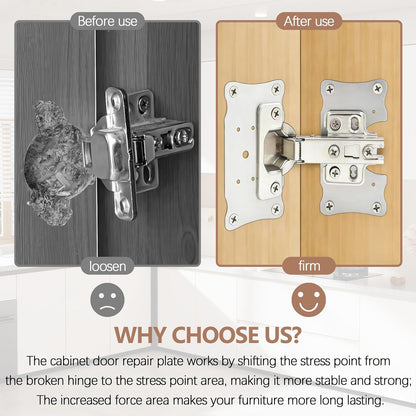 Metal Hinges Repair Fixing Plates with Screw for Kitchen Cupboard Door | Cabinet Hinge Repair Plate, Hinge Repair Board With screws 10-Pcs