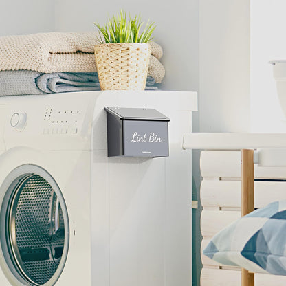 Metal Magnetic Lint Bin With Lid For Laundry Room Decor With Small Lint Holder Bin| Metal Box| Lint Holder Bins for Organzation (White, Small)