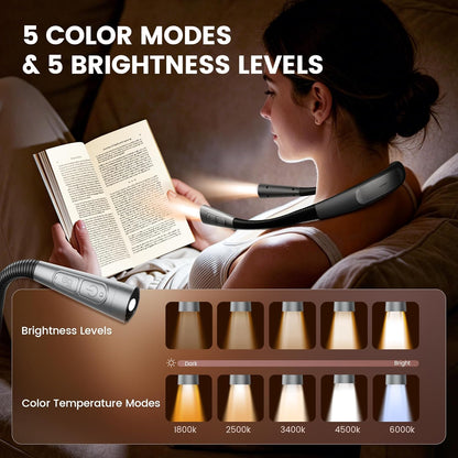 Glocusent Upgraded Neck Light,100Hrs Slimmer Reading Light for Books in Bed