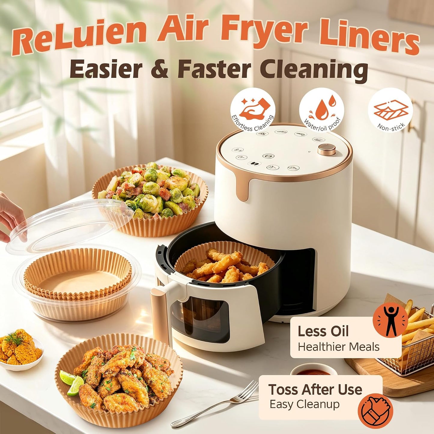 Air Fryer Liners, 8" Parchment Paper for 5-8 QT | Food-Grade Air Fryer Liners Disposable, Oil-Proof, Greaseproof for Baking, Roasting, Microwave Airfryer Baskets Accessories