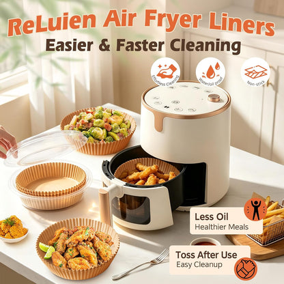 Air Fryer Liners, 8" Parchment Paper for 5-8 QT | Food-Grade Air Fryer Liners Disposable, Oil-Proof, Greaseproof for Baking, Roasting, Microwave Airfryer Baskets Accessories