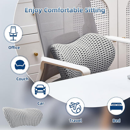Lumbar Pillow, Memory Foam Lumbar Support Pillow for Office Chair and Car Seat, Ergonomic Streamline Back Pillow for Lower Back Pain Relief, Back Support Pillow for Sitting, Driving, Traveling