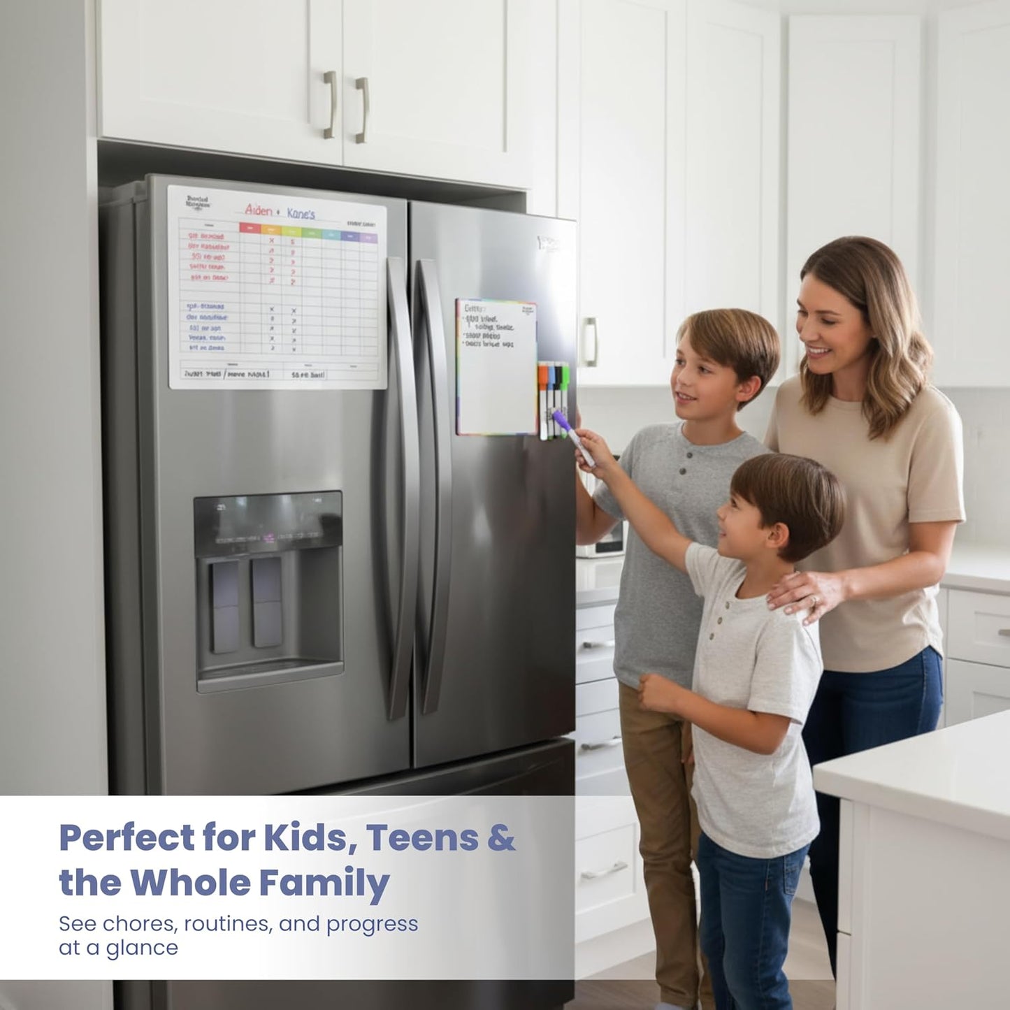 Large Magnetic Chore Chart for Refrigerator, Dry Erase Responsibility Board & Reward Tracker for Kids, Multiple Children, and Adults