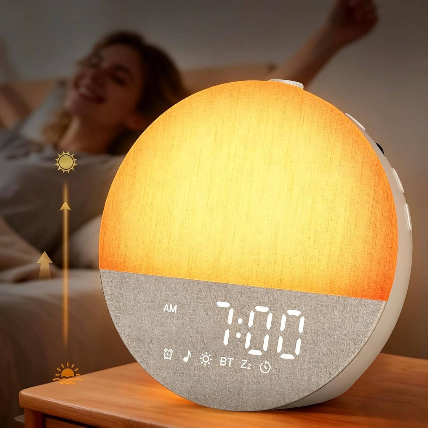 Sunrise Alarm Clock with Sounds Machine:Gentle Wake Up for Heavy Sleepers | Relieve Anxiety Dimmable Clock with Bluetooth Memory for Bedroom - White Noise Machine with 30 Sleep Sounds