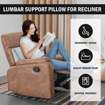 HOMBYS Lumbar Support Pillow for Recliner Chair, Memory Foam Back Support Cushion for Elderly,Extra Large Lumbar Support Pillow,Thick Backrest for Home Reading (Grey, 20“x13.5"x5")