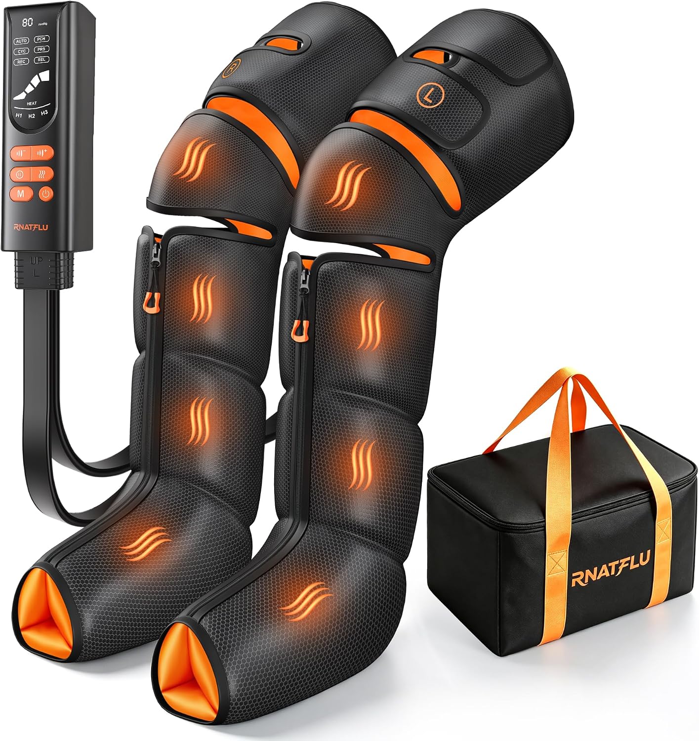 Leg Massager with Heat and Compression for Circulation Pain Relief | Sequential Air Compression Boots with Heated Knee, 9 Intensity , 6 Modes, 3 Heat, Foot Calf Thigh Massage, Pressure Sensor