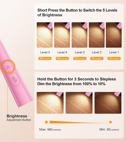 Gritin Book Light, Eye Caring 4-Color&5-Brightness Neck Light Reading Light | Stepless Dimming, 30-min Timer, 80+ Hrs Runtime, Bendable Round Neck Design, Lightweight for Reading, Knitting, Repairing