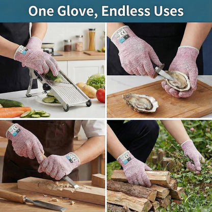 A5 Cut Resistant Gloves, Level 5 Protection, Safety Work Gloves for Kitchen Cutting, Oyster Shucking, Wood Carving, Meat Cutting, Fish Handling, Pink, XL