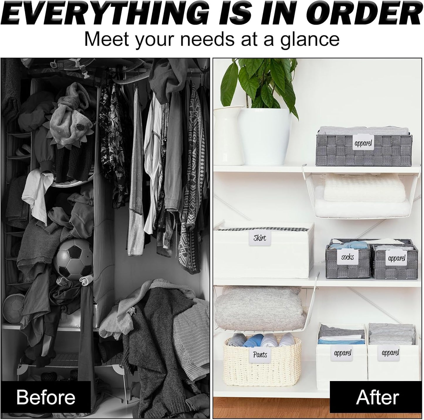 Tyqour 12 Pcs White Basket Labels, 3.5 X 2.7 in Basket Labels Clip On, Removable Erasable Reusable for Storage Bins Organizing Box Kitchen Linen Closet