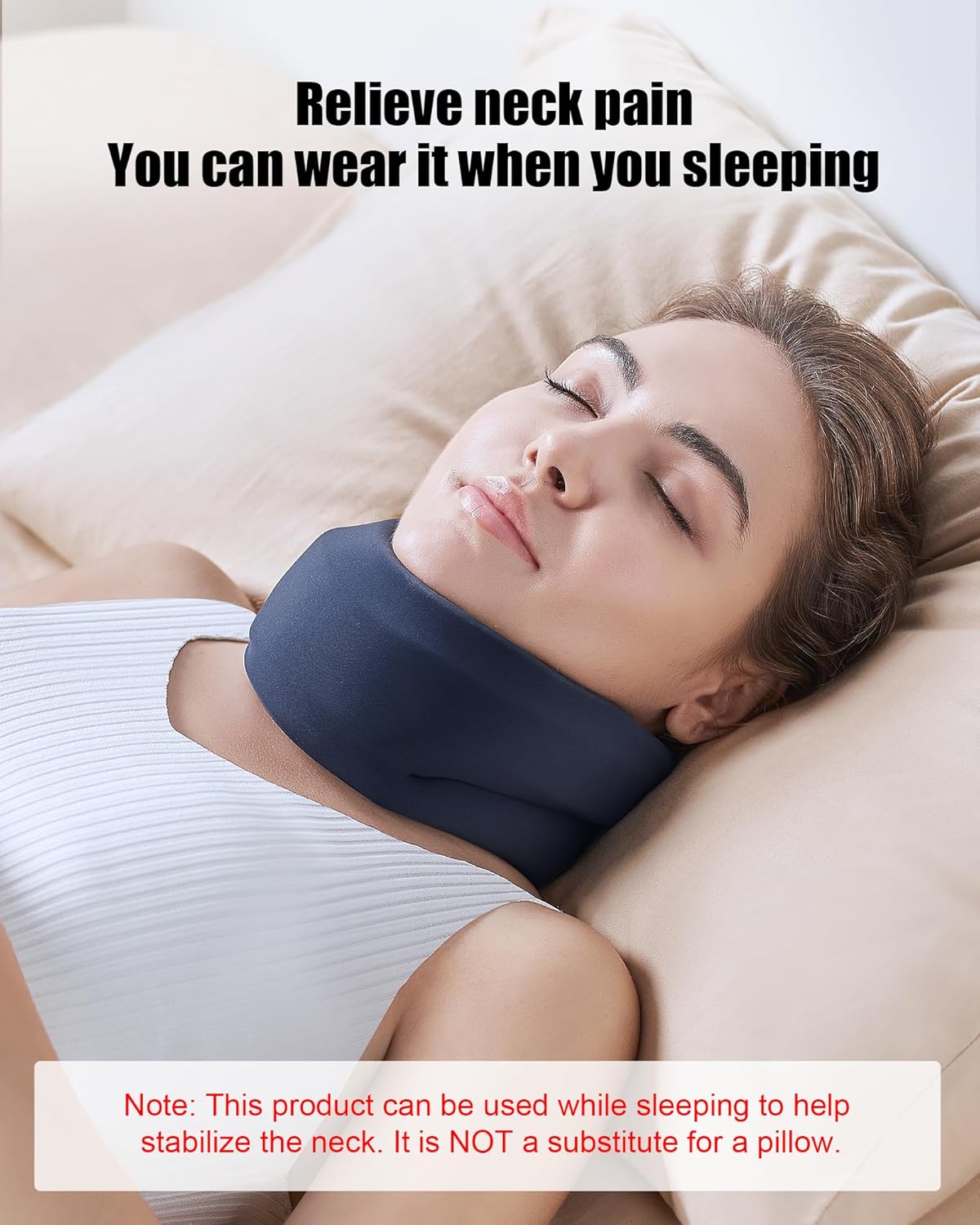 Neck Brace for Sleeping - Cervical Collar Relief Neck Pain and Neck Support Soft Foam Wraps Keep Vertebrae Stable for Relief of Cervical Spine Pressure for Women & Men Rose Pink Large Size