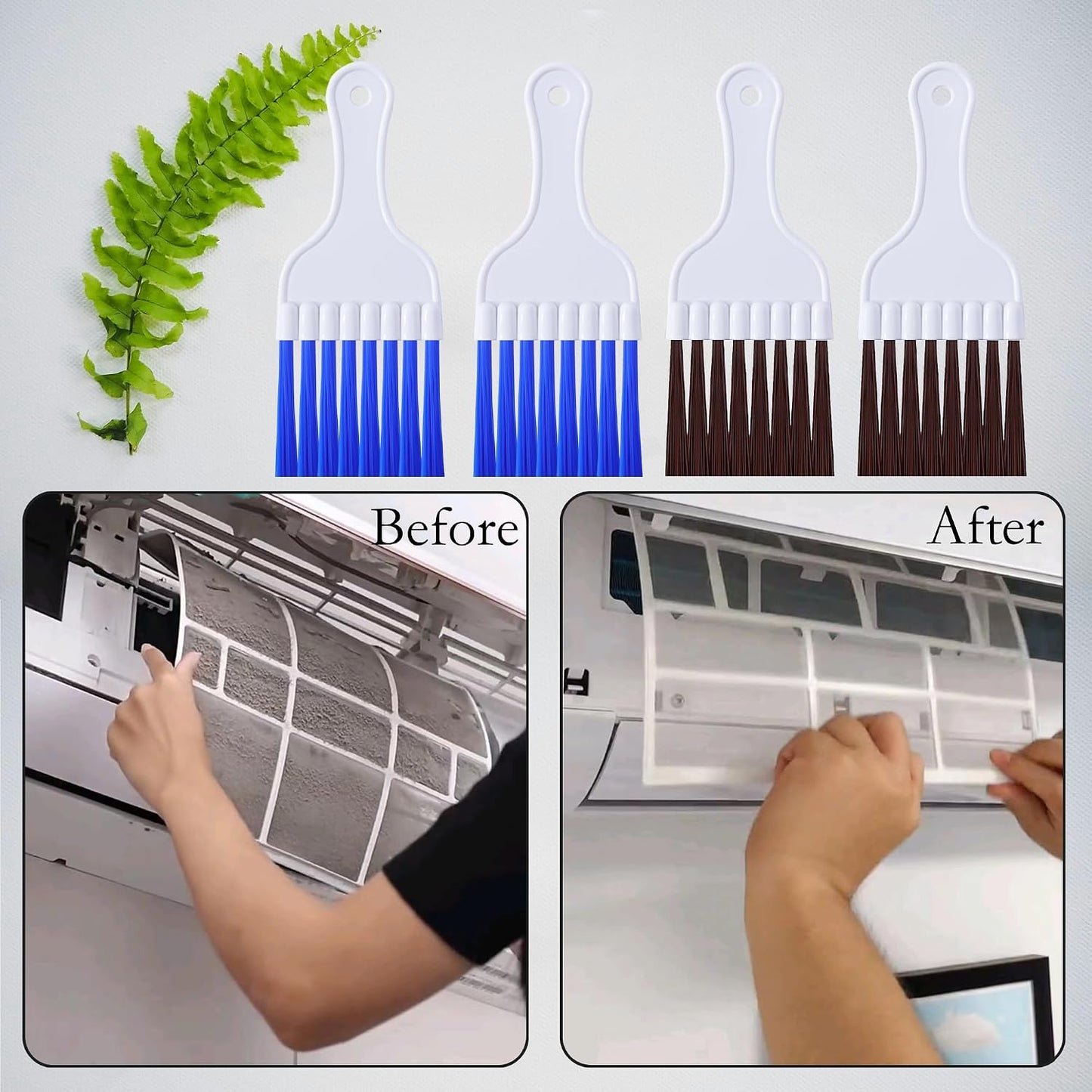 2Pcs Air Conditioner Fin Comb Cleaner kit AC Coil Cleaning Brush Condenser Fin Straightener AC Evaporator Comb Radiator Repair Clean Tool
