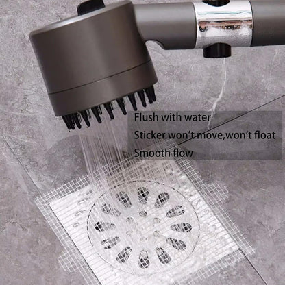 PRIMSOPH 4 Inch 30pcs Disposable Shower Drain Hair Catcher Mesh Stickers Floor Drain Sticker Disposable Drain Filter Hair Trap Sticker