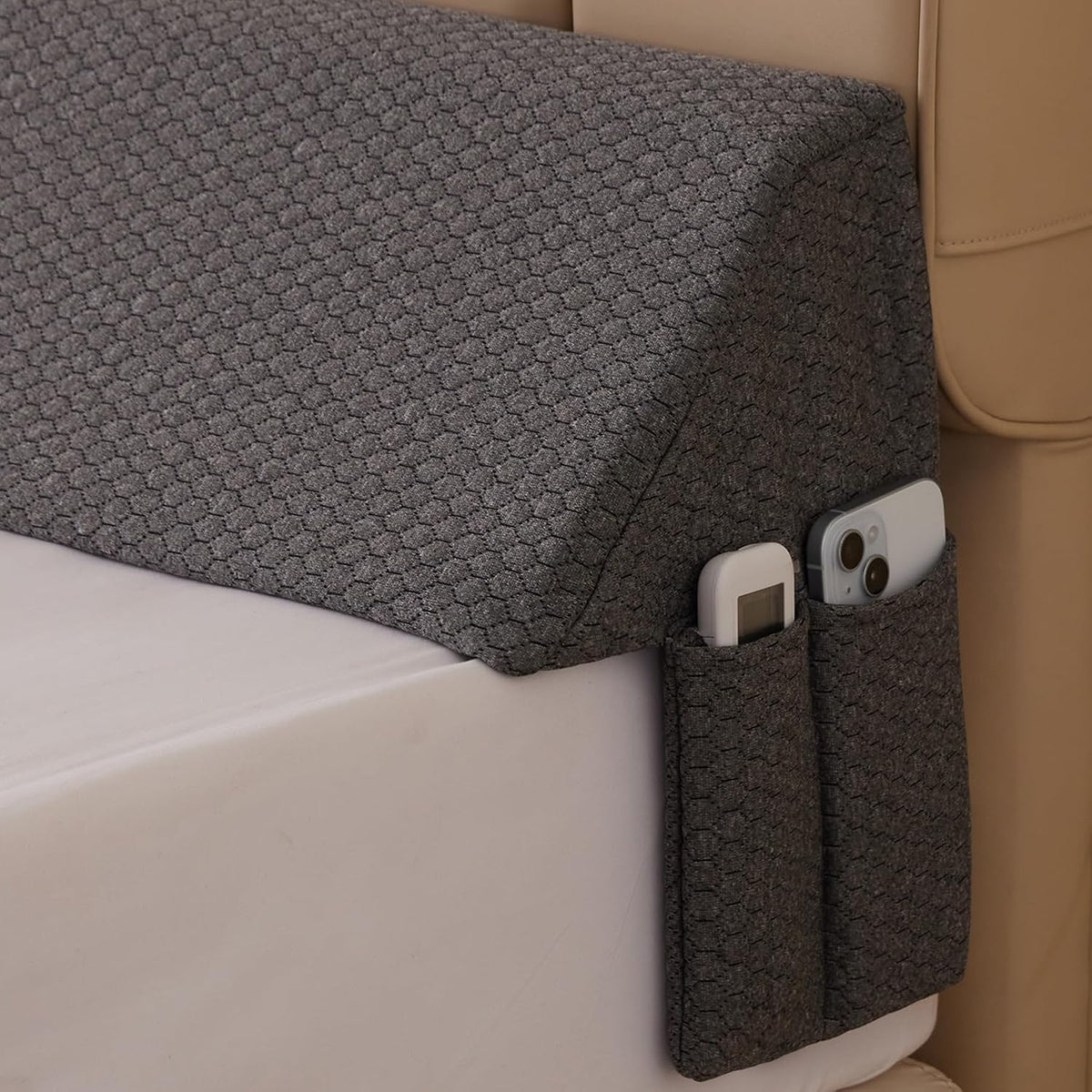 Bedluxe King Bed Wedge Pillow for Headboard, Fill The Gap (0-7")