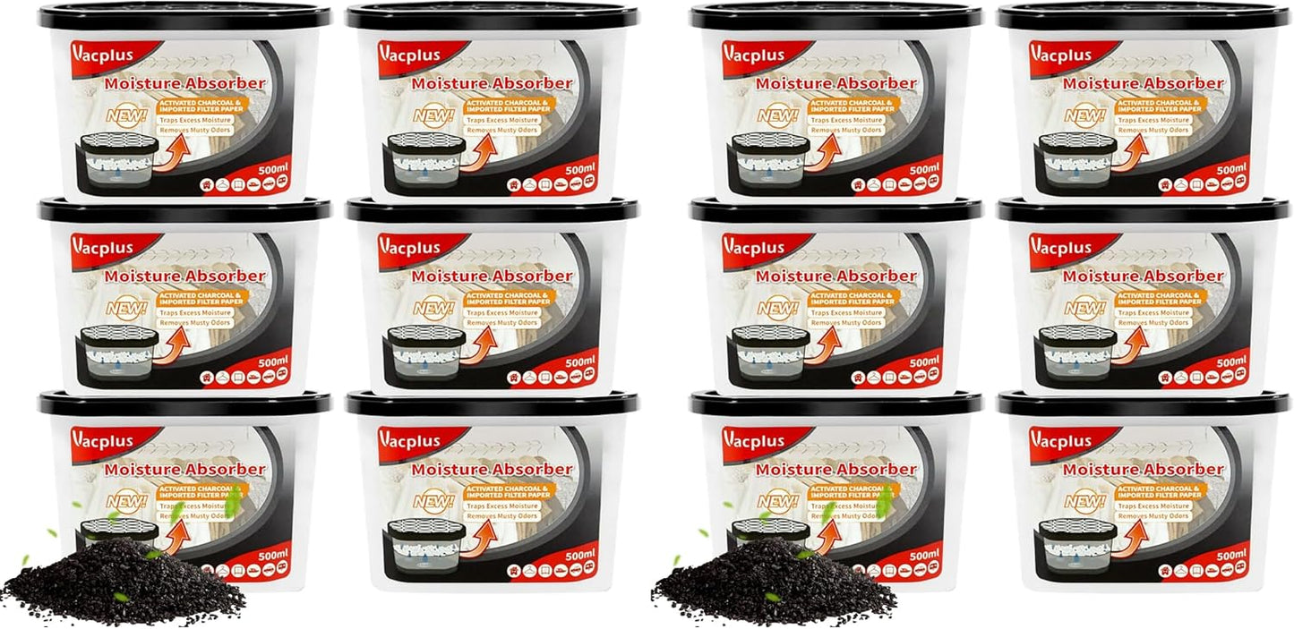 Vacplus Moisture Absorber, 10.5 OZ, Strong Absorption, Lavender | Closet, Bathroom, Car, Odor Eliminator, Dehumidifier Bucket, 6 Pack